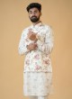 Stylish Floral Printed Cream Nehru Jacket Set